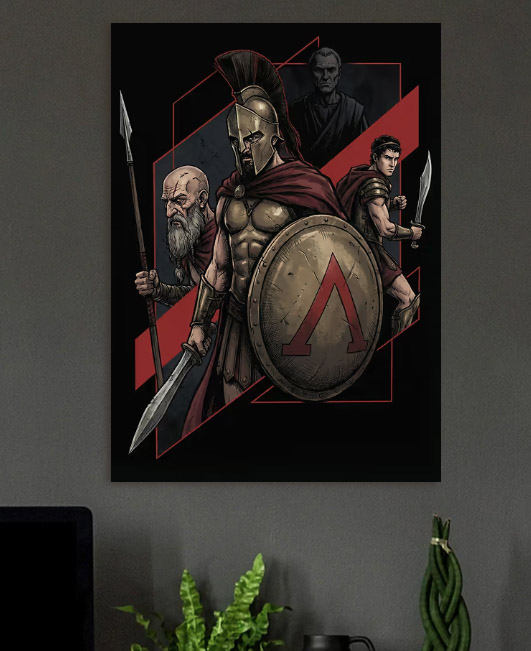 Spartan Warriors and Leaders — metal poster wall art by Lineer